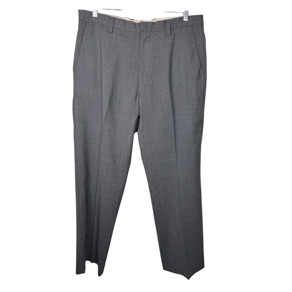 Banana Republic Dawson Dress Pants Mens 36x32 Gray Wool Blend Flat Front Career